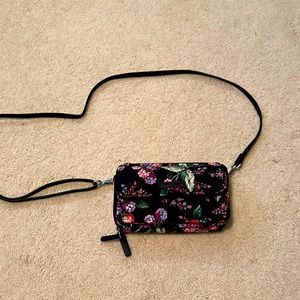 small clutch/purse - black with berries pattern